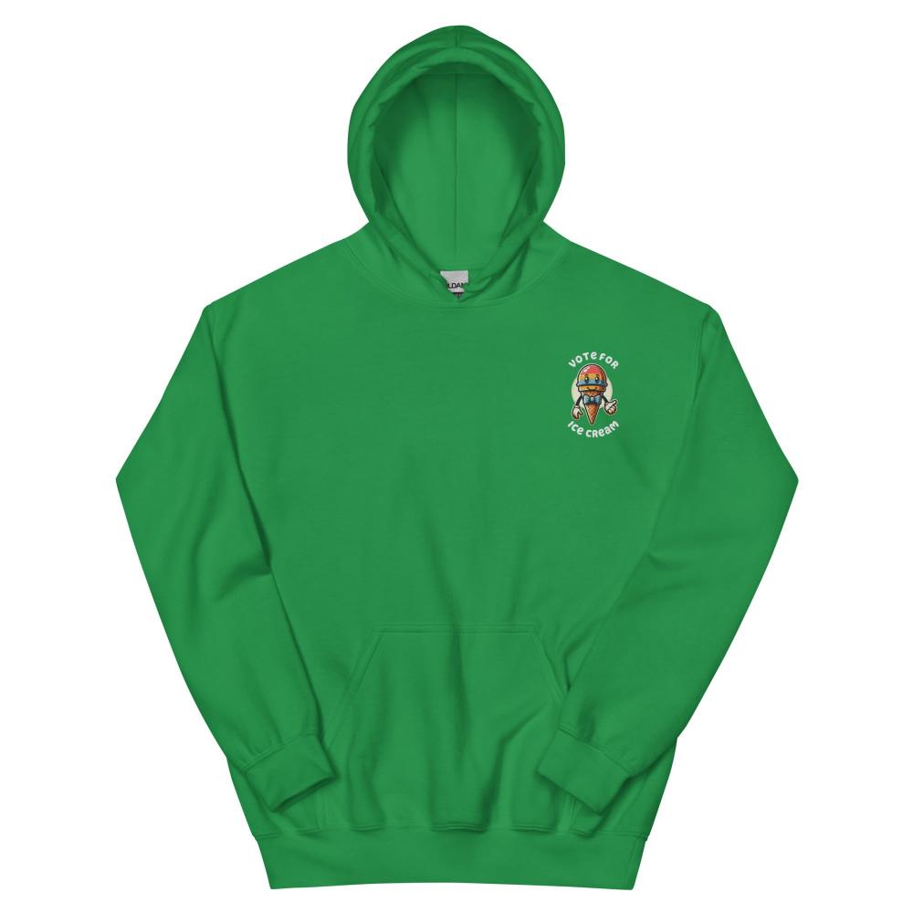 Vote For Ice Cream Embroidered Hoodie - Irish Green Color - https://ascensionemporium.net